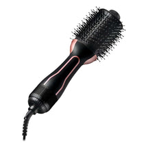 Escova secadora alisadora profissional 3 em 1 bivolt com 1300W de potência, cabo giratório, cerdas flexíveis e revestimento que reduz o frizz e dá brilho aos fios.