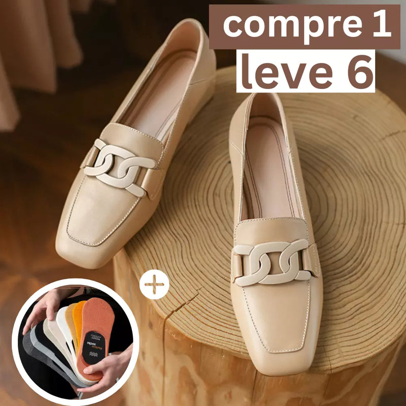 Sapato Feminino Premium + 5 Pares de Meias Invisíveis Anti-Odor [Compre 1 LEVE 6]