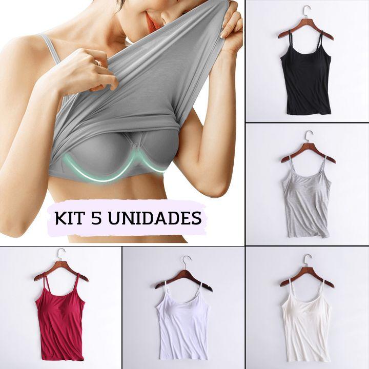 Kit 5 Unidades Camisola Sutiã Freeze - Nova Tendencia Primavera Verão 2024!