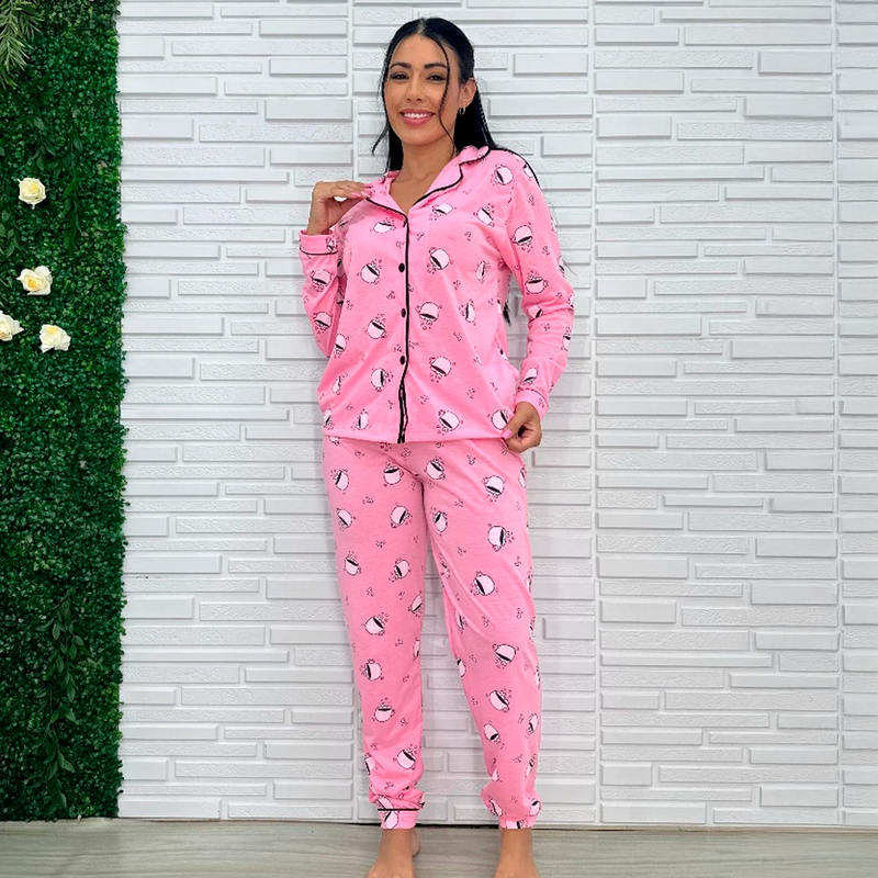 Pijama Feminino Inverno Manga Longa