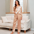 Pijama De Cetim Feminino De Inverno Luxuoso